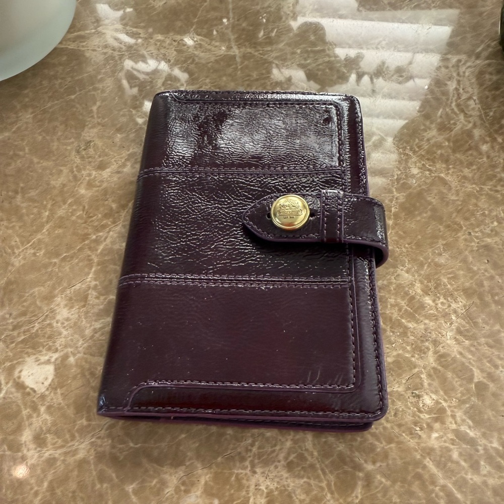 Coach Deep Purple Leather Accessory with Gold Button